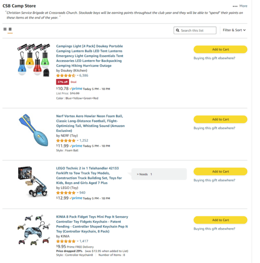 Stockade Amazon Wish List 1