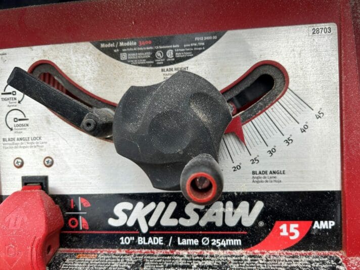 Table Saw Setting for 25 Degree Angled Cut